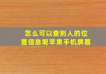 怎么可以查别人的位置信息呢苹果手机屏幕