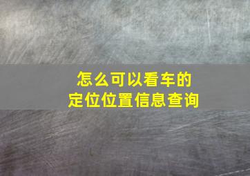 怎么可以看车的定位位置信息查询