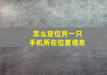 怎么定位另一只手机所在位置信息