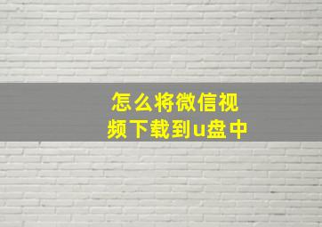 怎么将微信视频下载到u盘中