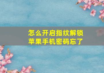 怎么开启指纹解锁苹果手机密码忘了