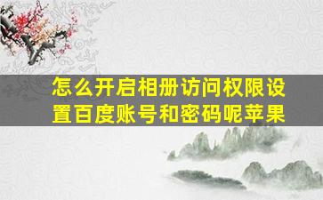 怎么开启相册访问权限设置百度账号和密码呢苹果