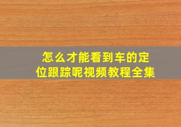 怎么才能看到车的定位跟踪呢视频教程全集