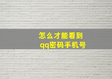 怎么才能看到qq密码手机号