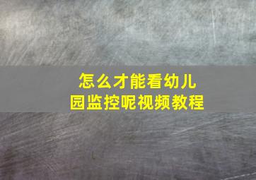 怎么才能看幼儿园监控呢视频教程