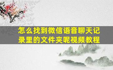 怎么找到微信语音聊天记录里的文件夹呢视频教程