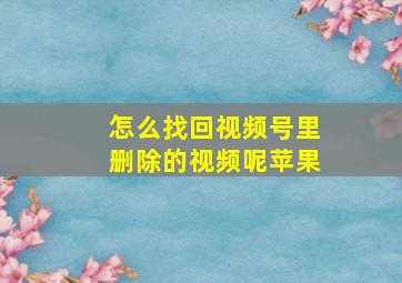 怎么找回视频号里删除的视频呢苹果