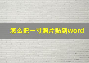 怎么把一寸照片贴到word