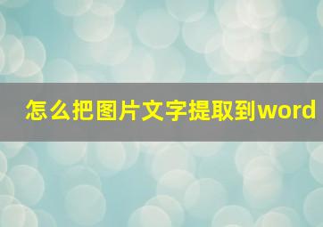 怎么把图片文字提取到word