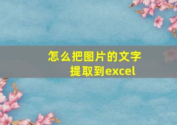 怎么把图片的文字提取到excel