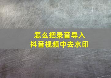 怎么把录音导入抖音视频中去水印