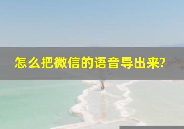 怎么把微信的语音导出来?