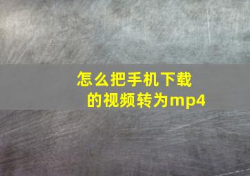 怎么把手机下载的视频转为mp4