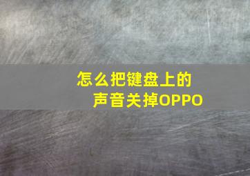 怎么把键盘上的声音关掉OPPO