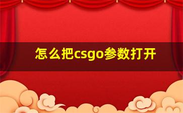 怎么把csgo参数打开