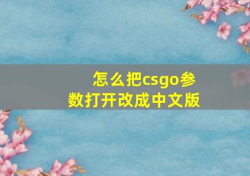 怎么把csgo参数打开改成中文版