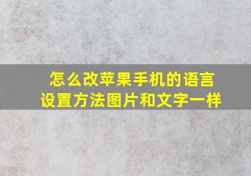 怎么改苹果手机的语言设置方法图片和文字一样