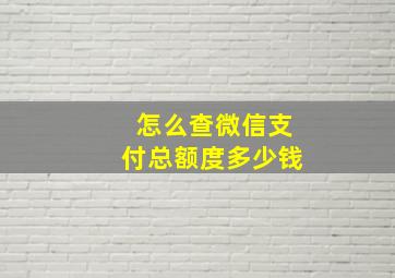 怎么查微信支付总额度多少钱