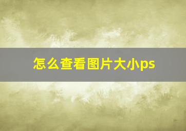 怎么查看图片大小ps