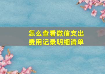 怎么查看微信支出费用记录明细清单