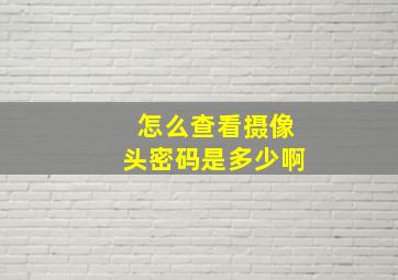 怎么查看摄像头密码是多少啊