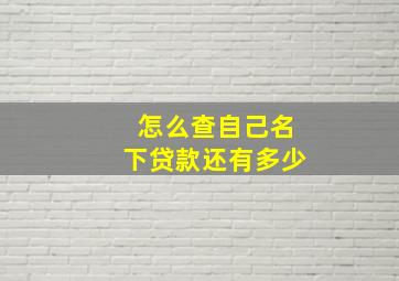 怎么查自己名下贷款还有多少