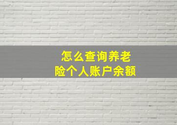 怎么查询养老险个人账户余额