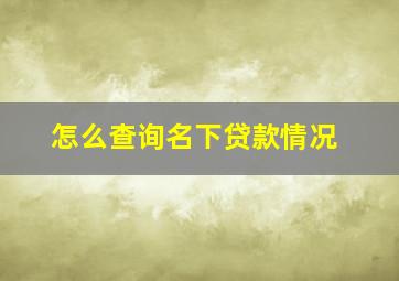 怎么查询名下贷款情况