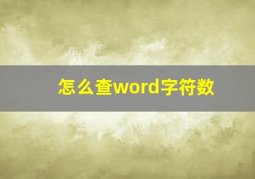 怎么查word字符数