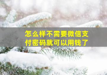 怎么样不需要微信支付密码就可以用钱了