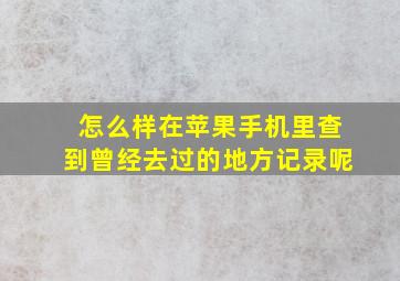 怎么样在苹果手机里查到曾经去过的地方记录呢