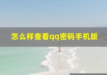 怎么样查看qq密码手机版