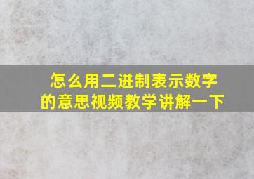 怎么用二进制表示数字的意思视频教学讲解一下