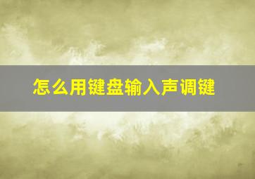 怎么用键盘输入声调键