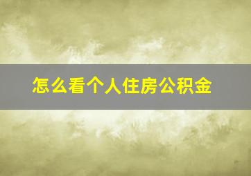 怎么看个人住房公积金