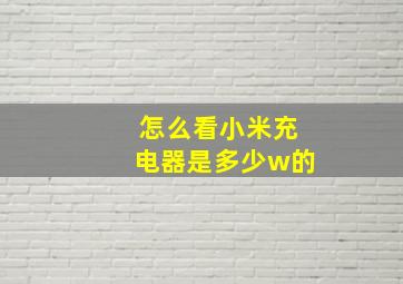 怎么看小米充电器是多少w的