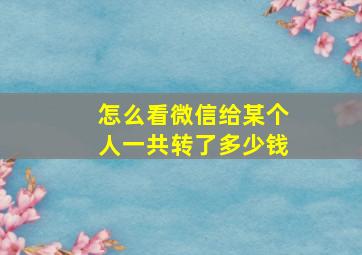 怎么看微信给某个人一共转了多少钱