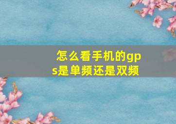 怎么看手机的gps是单频还是双频