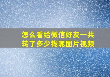 怎么看给微信好友一共转了多少钱呢图片视频