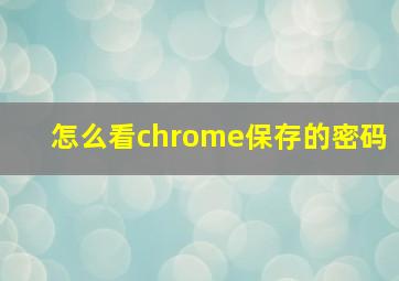 怎么看chrome保存的密码