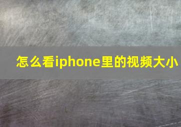 怎么看iphone里的视频大小