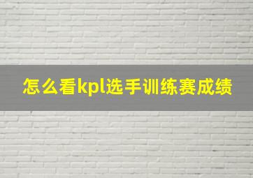 怎么看kpl选手训练赛成绩