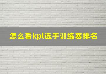 怎么看kpl选手训练赛排名