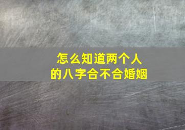 怎么知道两个人的八字合不合婚姻