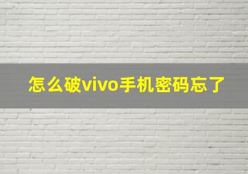 怎么破vivo手机密码忘了