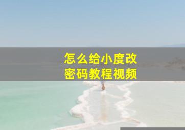 怎么给小度改密码教程视频