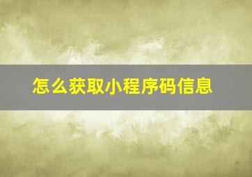 怎么获取小程序码信息