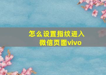 怎么设置指纹进入微信页面vivo