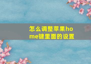 怎么调整苹果home键里面的设置