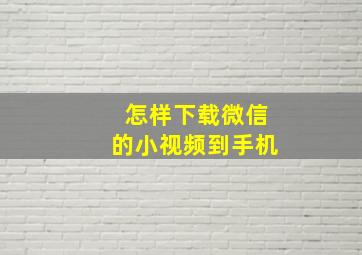 怎样下载微信的小视频到手机